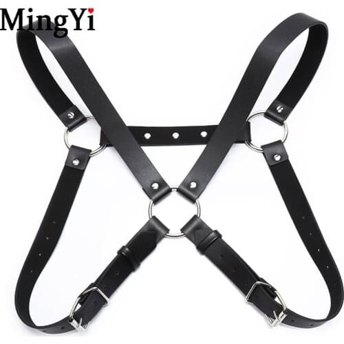New BDSM Leather Body Harness Belt For Men Chest Bondage Straps Gay Gothic Punk Strap Belt Crop Top Nightclub Sex Fetish Costume