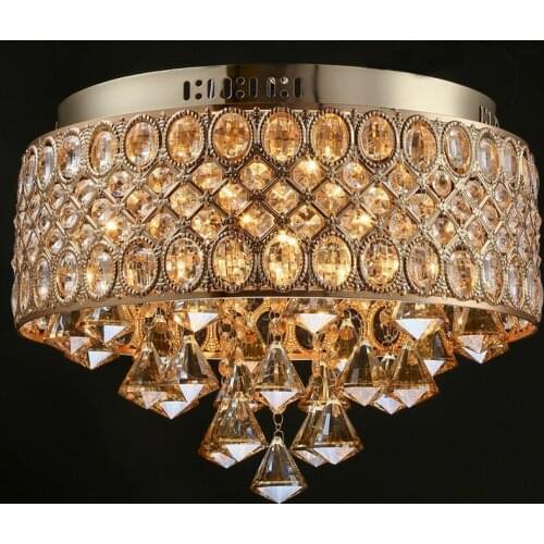 New European Luxury Amber Crystal Flush Mount Light 4 Lights Modern Simple Ceiling Lamp Hotel Lobby Living Room Lighting CL240