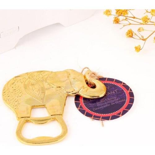 Wholesale Creative Wedding Favors and Gift Lucky Golden Elephant Bottle Opener Party Supplies For Guest LX1734