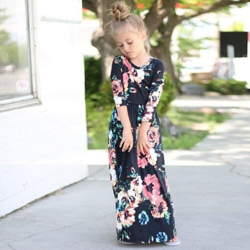 Dress for Big Girls Casual Beach Party Bohemia Long Dresse with Pocket Casual Sundress Outfits Beachwear for Children 1-10Y