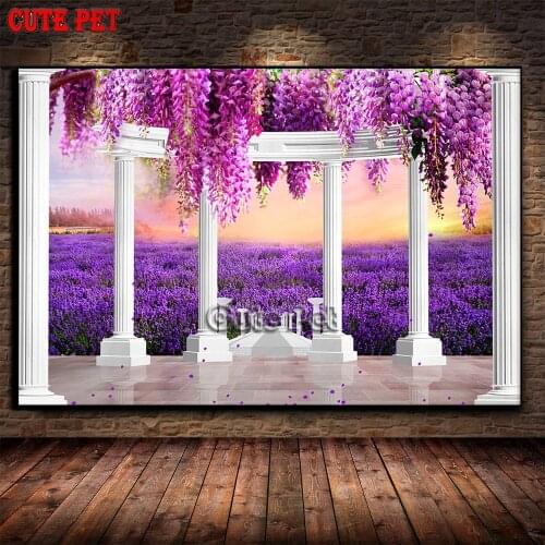 Natural scenery Sunset diamond mosaic pattern Flowerbed back garden DIY 5D Diamond Painting Cross Stitch rhinestone Embroidery