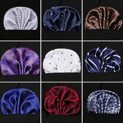 Luxury Mens Handkerchief Polka Dot Striped Floral Printed Hankies Silk Hanky Business Pocket Square Chest Towel 22*22CM