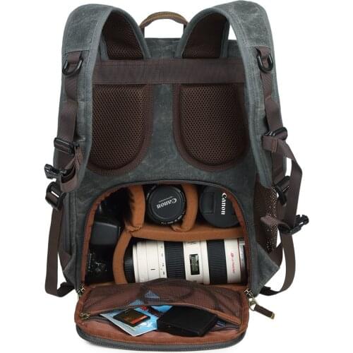 Luxury Men Camera Backpack Large Capacity Camera Bag Waterproof Waxed Canvas Rucksack Outdoor Professional Knapsack For Camera