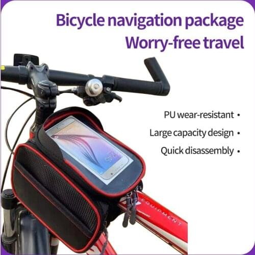 Bike Bag Front Beam Bag Waterproof Front Touch Screen Top Tube Phone Bag Mountain Road Bike Front Frame Bag Bicycle Accessories