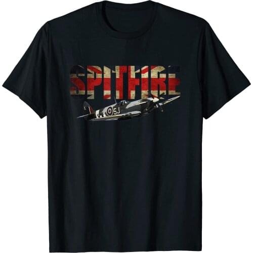 Vintage Union Jack WWII Supermarine Spitfire Fighter T-Shirt. Summer Cotton O-Neck Short Sleeve Mens T Shirt New S-3XL
