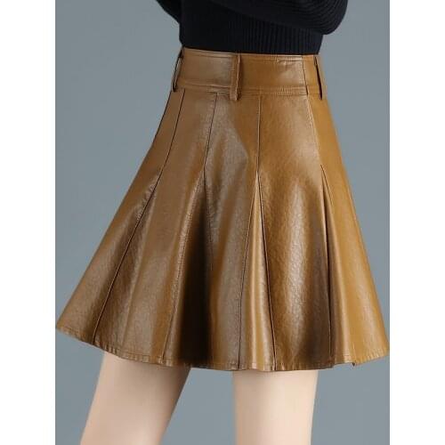 Woman Skirts Elegant Plus Size New Fashion Korean Style Genuine Real Leather Skirts High Waist Mini Skirt Womens Sexy Skirt