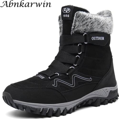 Suede Leather Winter Snow Boots Men Women Plush Fur Warm Outdoor Shoes High Top Boot 2021 New Botas Invierno Hombre