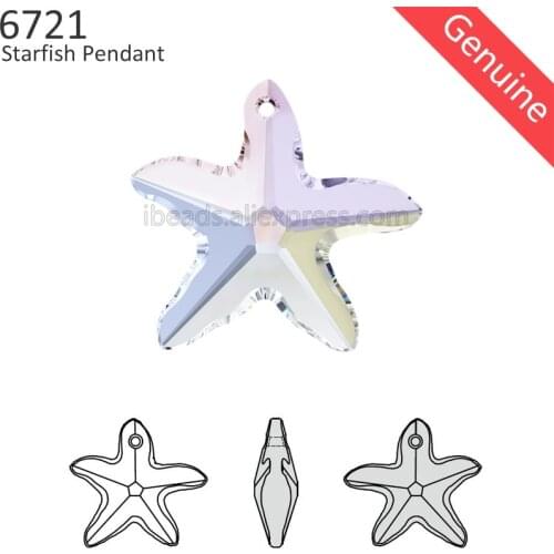 1 piece) 100% Original Crystal from Swarovski 6721 Starfish pendant made in Austria loose rhinestone for DIY necklace making
