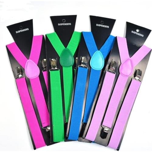 1000pcs/lot 2.5*75cm children kid candy color Suspenders Y-back Adjustable Clip-on Elastic Suspender braces 42 color