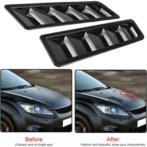2Pcs Car Hood Scoop Styling Air Vent Trim Louver Air Flow Intake Decor Hood Vent Pair Vents Scoop Bonnet Louvers Spoiler Trim