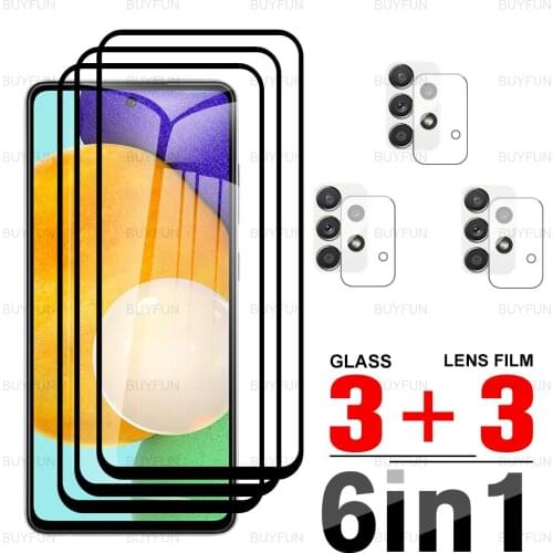 6in1 Screen Protector For Samsung A52 5G 6.5'' Black edge tempered glass for samsung galaxy a32 a72 a42 a22 5g a12 camera film