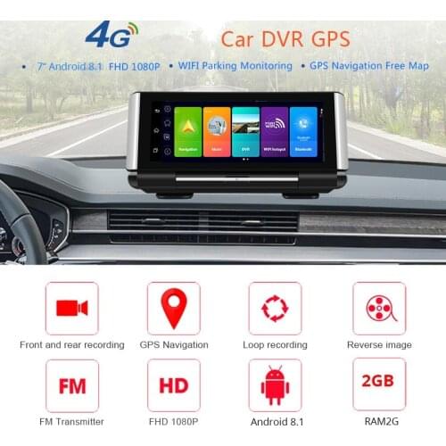 7 Inch Video Recorder 1080P 4G Car DVR Dash Cam Android Dual Lens Dashcam Rear View Mirror Video Surveillance GPS Navicar Dvr