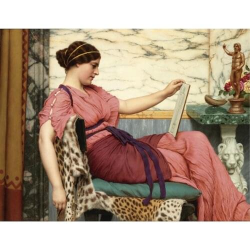 Free shipping court figure canvas prints classical girl read a book oil painting printed on canvas wall art decoration pictures