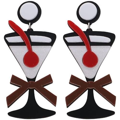Exaggerated Acrylic Fruit Cherry Drink Cup Earrings