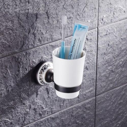 Bathroom Oil Rubbed Bronze rinse cup holder, Antique copper single cup tumbler holder black, Brass wall mounted cup holders rack