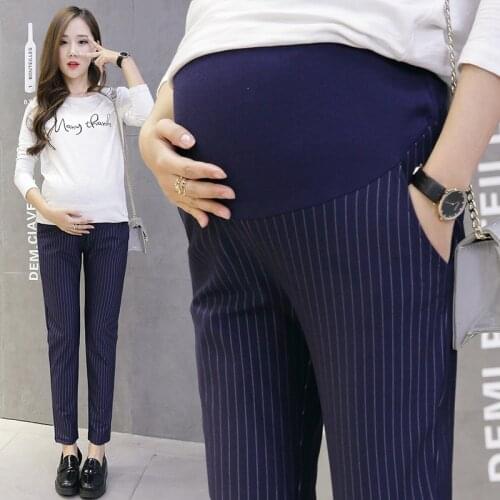 Maternity Clothes Pants&Capris Formal stripe Elastic All-match Waist Belly Pregnant women trousers Pregnancy Casual Pants C18 10