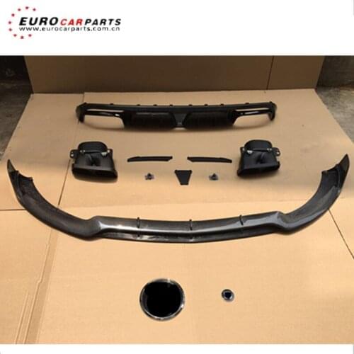 C CLASS W205 C63 B style carbon fiber front lip rear diffuser with exhaust tips grille emblem trunk lid emblem