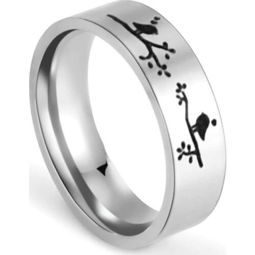 COOLTIME Birds Stainless Steel Vintage Ring Silver Color Amulet Rings for Men Women Jewelry Factory Wholesale