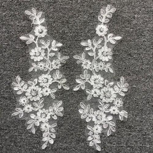 Flower Lace Fabric High Quality Lace Applique Collar Patches White Lace Fabric Patch Stickers Accessories dentelle parches F30