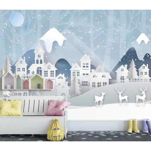 Decorative wallpaper Small fresh elk forest modern minimalist childrens room background wall