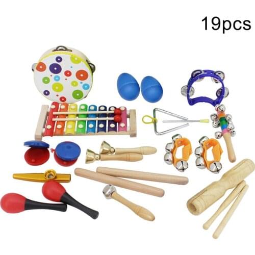19Pcs/Set Wooden Xylophones Sand Hammer Music Instrument Educational Toy For Kids Children Musical Toys Xmas Gifts
