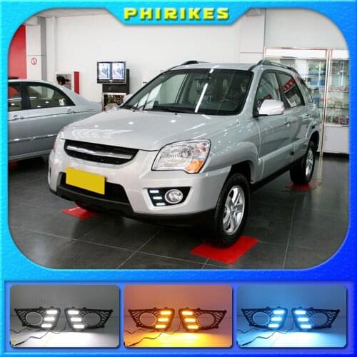2PCS LED Daytime Running Light For Kia Sportage 2009-2012 Dimming Style Relay Waterproof ABS 12V Car LED DRL Lamp Daylight