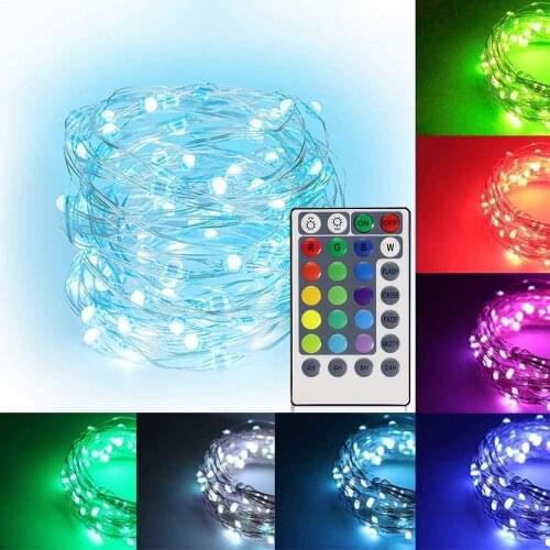 16Colors Copper Wire String Lights White Headlamp Beads High Brightness USB/Battery for for Garden Patio Tree Party Wedding