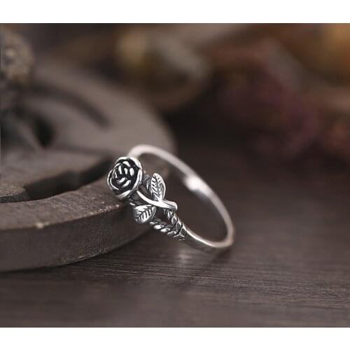 Exquisite Silver Color Retro Rose Ring Charm Women Opening Adjustable Ring Fashion Women Engagement Wedding Party Jewelry Gifts