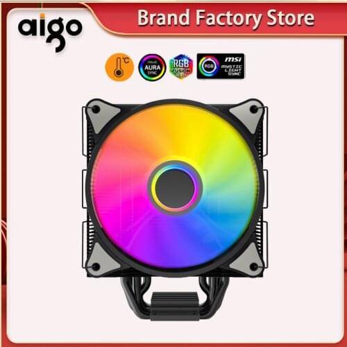 Aigo p6 CPU Cooler 6 Heatpipes ARGB Radiator Cooling silent 120mm 4PIN pwm rgb fan Intel 1150 1155 1156 1366 AM2/AM3+/AM4 AMD