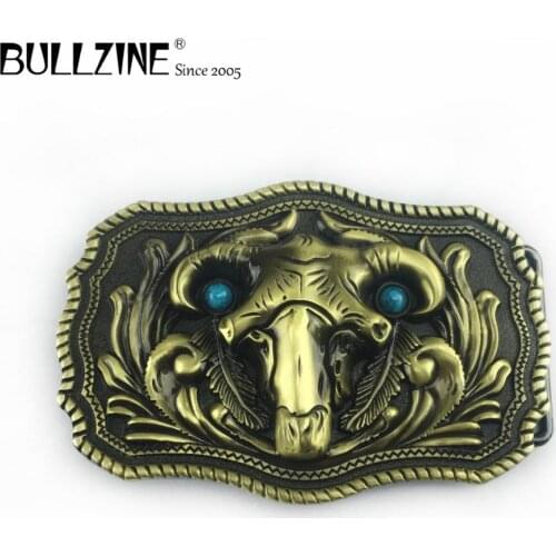 Bullzine fashion sheep head belt buckle antique brass finish FP-03629-1 cowboy jeans gift luxurious belt buckle drop shipping