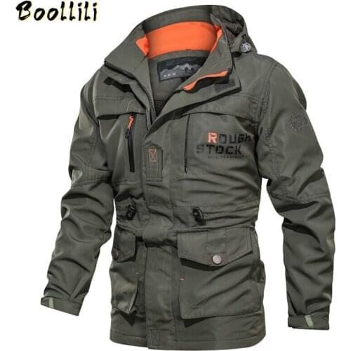 2020 Bomber Jacket Men Autumn Winter Multi-pocket Waterproof Military tactical Jacket Cap Windbreaker Men Coat Outdoor stormwear
