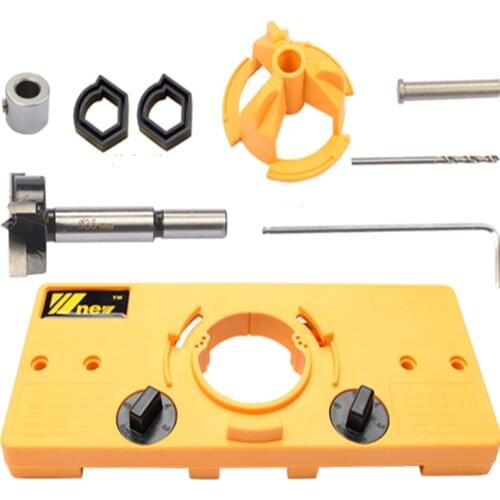 35MM Cup Style Hinge Boring Jig Drill Guide Set Door Hole Template DIY Woodworking Locator Tool for Kreg Tool