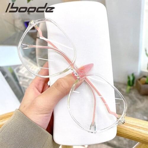 Iboode Irregular Leg Flat Mirror Glasses Frame Vintage Blue Light Blocking Eyeglasses Frame For Female Male Optical Goggle