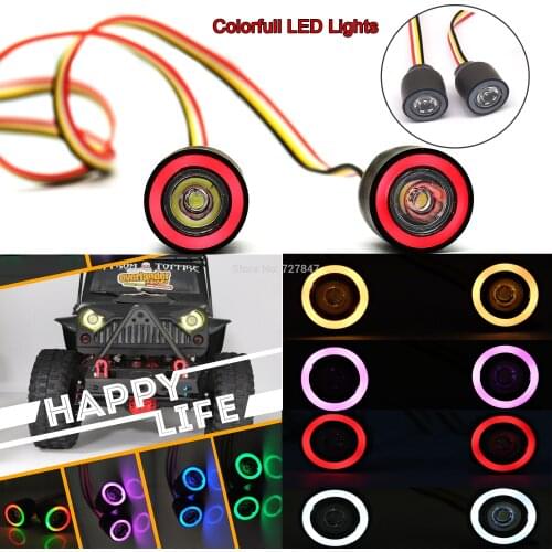 Multiple Colour Colorful Angel Eye Lamp RGB LED Lights with 58cm Cable For 1/10 RC Crawler Car SCX10 TRX4 D90 W-rangler RC