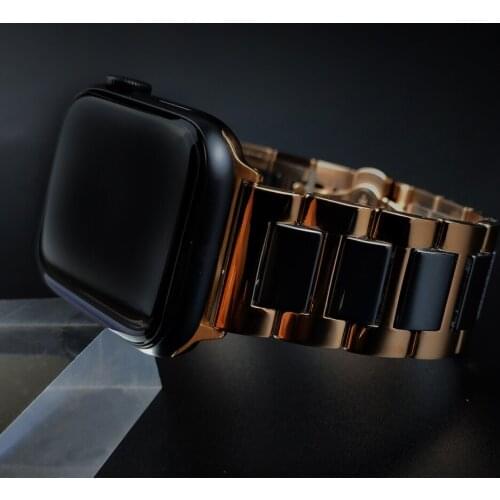 For apple watch strap 44mm 40mm men women luxury Stainless Steel Ceramics band for iwatch SE apple watch 6 5 4 3 42mm 38mm bands