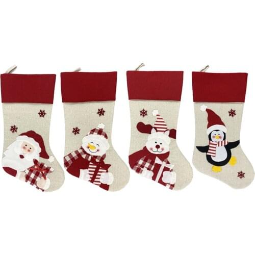 47x22CM Christmas Stockings Cute Santa Snowman Reindeer Penguin Hanging Stockings Xmas New Year Gift Holders