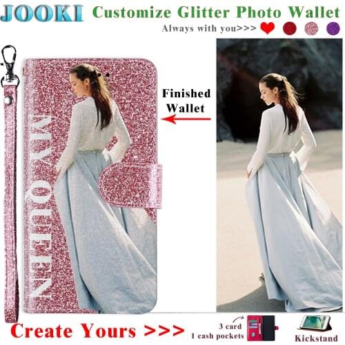 PINK Glitter Leather Case For UMIDIGI One Max Personalized Photo Leather Wallet For UMIDIGI ONE Customize Bling Phone Book Cover