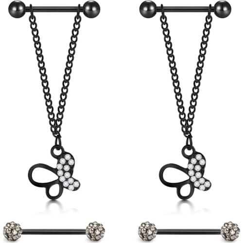 14G316L Stainless Steel Nipplerings Piercing Barbells Body Jewelry Pendant Nipple Rings Piercing for Women Jewelry