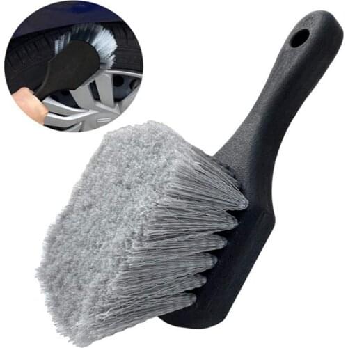 1PCS Car Wheel Wash Brush Long Soft Bristle Tire Rim Cleaning Brush With Handle For Engine Exhaust Tips Grills Motorcycle Hot
