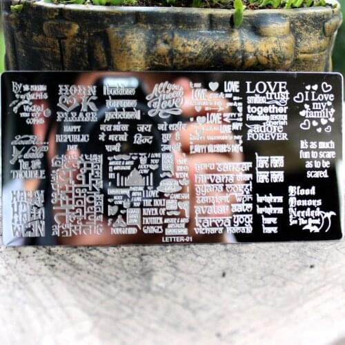 2017 New letter01/letter02 Nail Art Print Stamping Plates letters Design Nail Polish Template New 6*12cm, 2designs