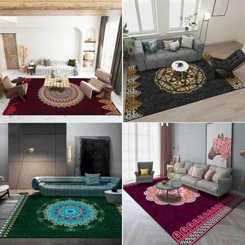 Vintage Mandala Printed Ethnic Style Living Room Carpet Balcony Tea Table Coffee Shop Bar Bedroom Decor Floor Mat Rug