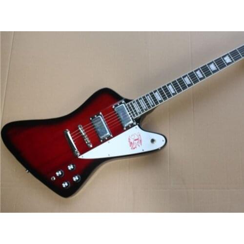High quality Firebird electric guitar, blackened red body guitar, body and neck integrated connection, free transportation