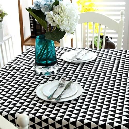 High Quality Linen black and white gray geometric table cloth lace table cloth home hotel table cloth