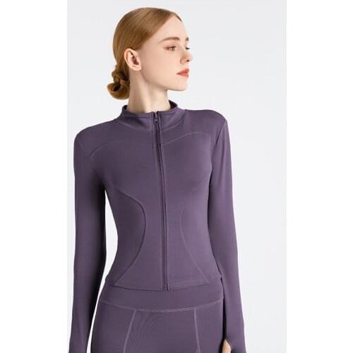 New Womens Long Sleeve Zipper Fitness Tight Yoga Shirt Top Jersey Slim shirt Yoga Top Winter Workout Jacket Female Gym Shirts