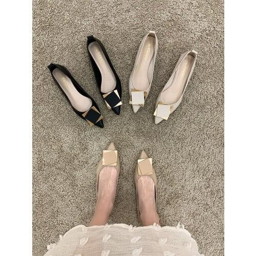 New fashion spring Autumn Women Shoes PU Leather Elegant Low Heels Slip On Footwear Female Point Toe Thick Heel