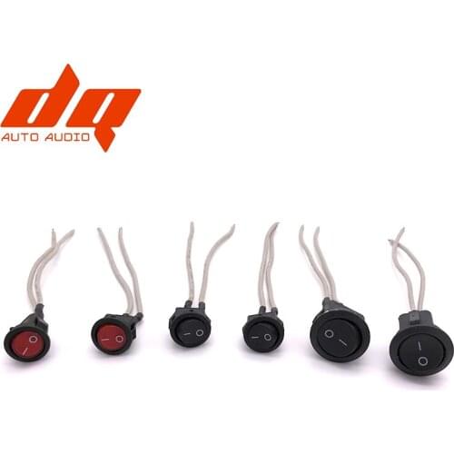 10pcs Rocker Switch Round Volt Kit Car 2 Pin Switch Wire 90mm Pure Copper Cable Car Boat Round Rocker ON/OFF SPST Switch