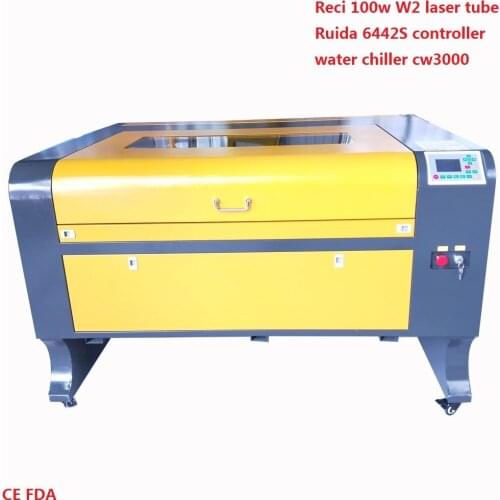 1000*800mm work size reci 100w w2 tube laser engraver cutter ruida 6442s laser engraving cutting machine water chiller cw3000