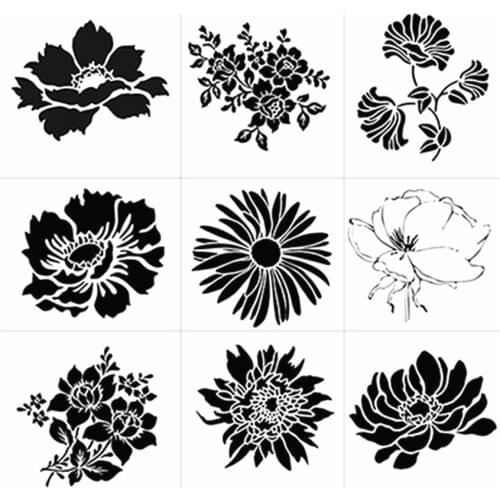 14.1x13cmx9PCS Cover templat scrapbook stencils spray plastic mold shield DIY cake hollow Embellishment printing lace ruler