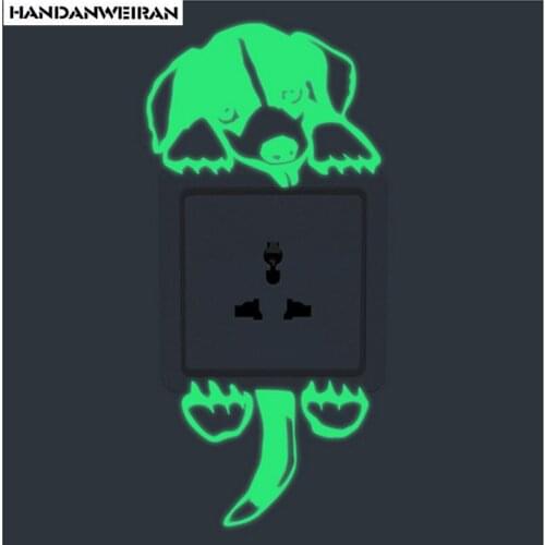 2piece/lots Cartoon dog animal carved luminous luminous Stickers Wall Stickers for 3D kids