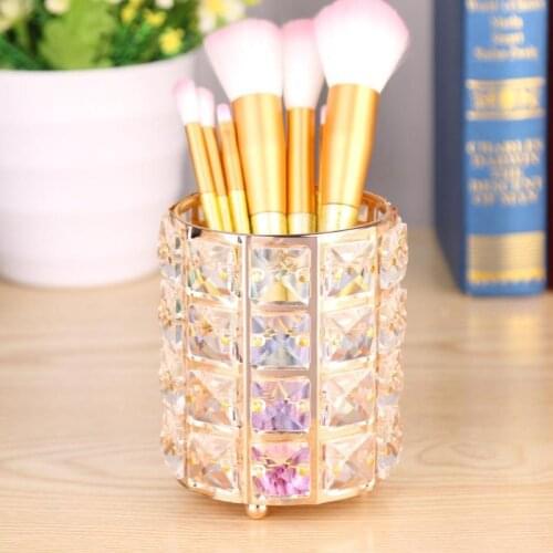 50PCS New Europe Metal Makeup Brush Storage Tube Eyebrow Pencil Makeup Organizer Bead Crystal Jewelry Storage Box
